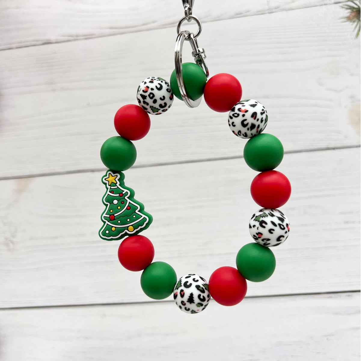 Wholesale Christmas Cute Silicone Beaded Keychain Bag Pendant Accessories Christmas Gift
